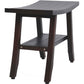 24" Dark Brown Teak Shower Bench With Shelf