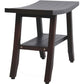 24" Dark Brown Teak Shower Bench With Shelf
