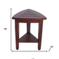 Compact Teak Corner Shower  Outdoor Bench With Shelf In Brown Finish