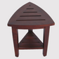 Compact Teak Corner Shower  Outdoor Bench With Shelf In Brown Finish