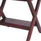 Compact X Shape Teak Shower Outdoor Bench With Shelf In Brown Finish