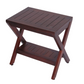 Compact X Shape Teak Shower Outdoor Bench With Shelf In Brown Finish