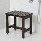 Compact Rectangular Teak Lattice Pattern Shower Or Outdoor Bench In Brown Finish