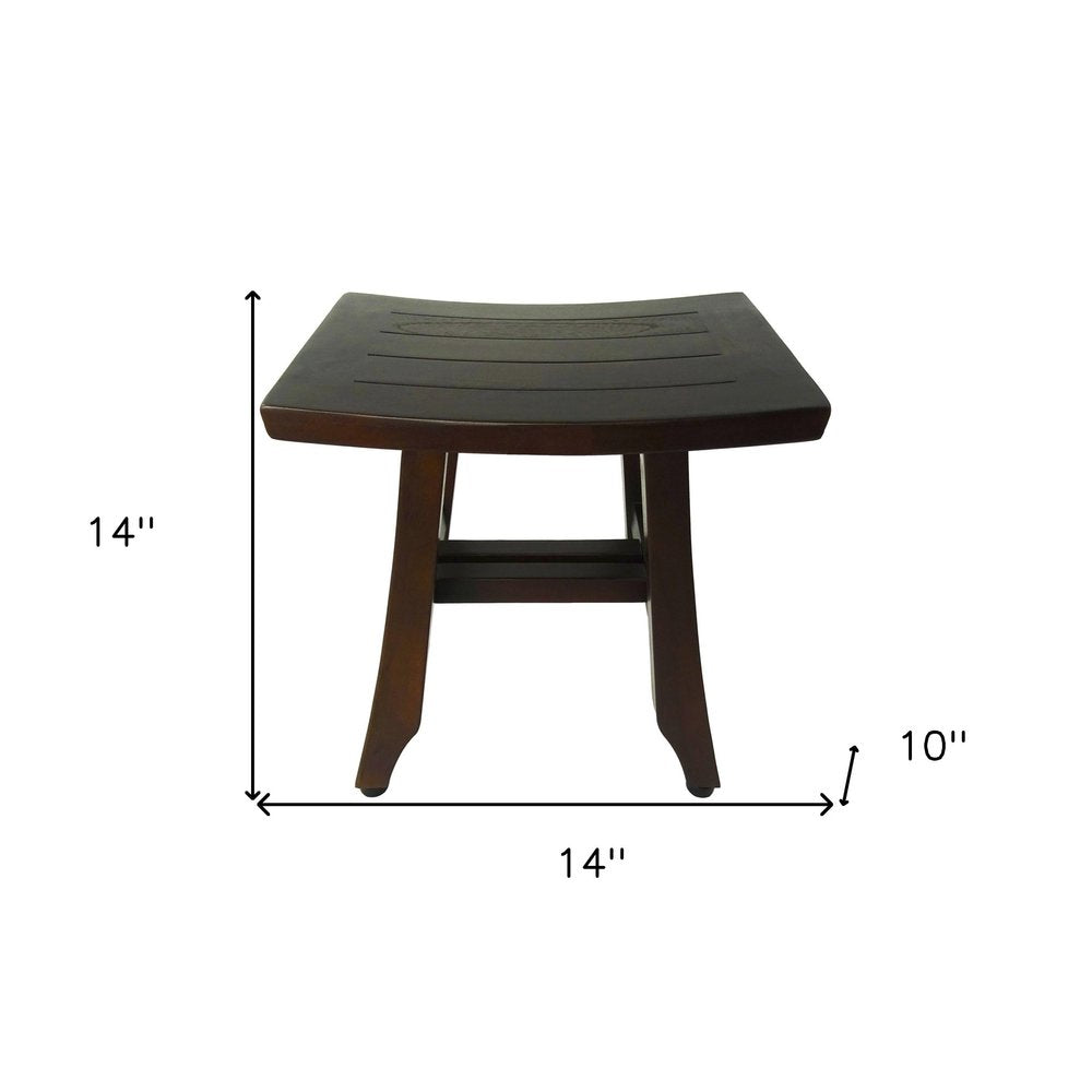 14" Brown Teak Shower Bench