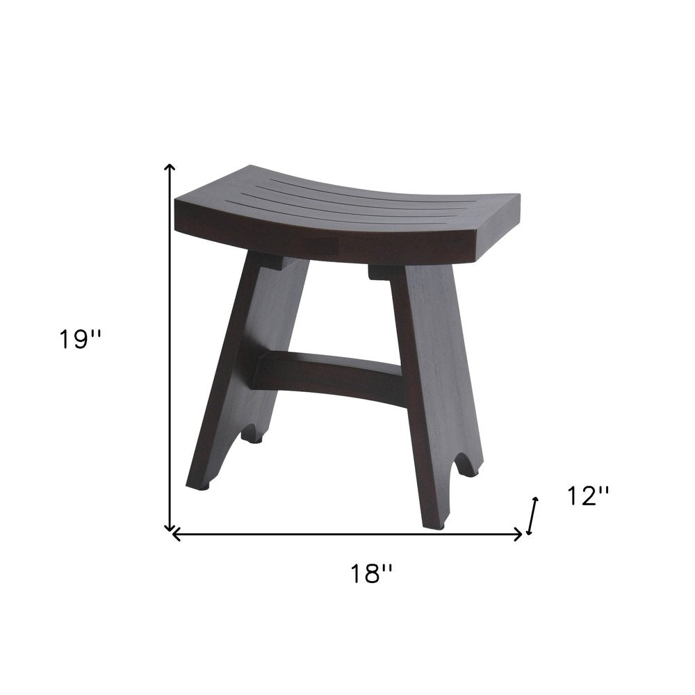 18" Dark Brown Teak Rectangular Shower Bench