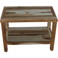 24" Natural Teak Rectangular Shower Bench With Shelf