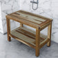 24" Natural Teak Rectangular Shower Bench With Shelf