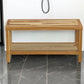 36" Natural Solid Teak Rectangular Shower Bench With Shelf