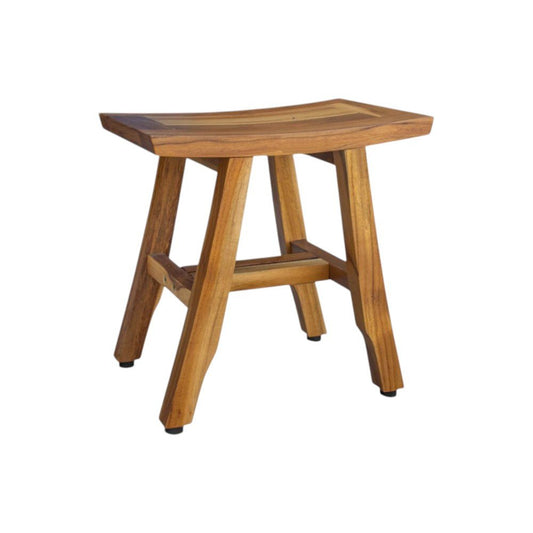 14" Natural Teak Curvilinear Shower Bench