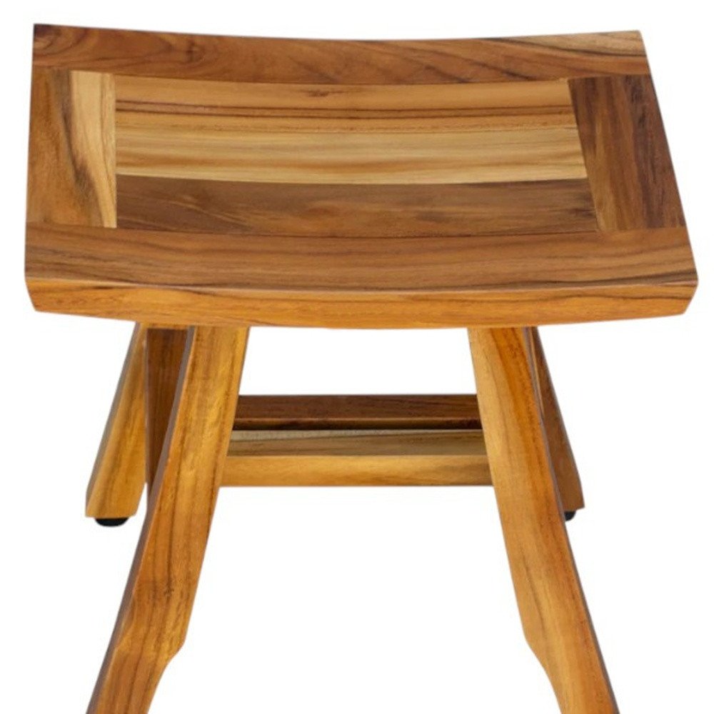 14" Natural Teak Curvilinear Shower Bench