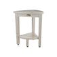 Compact Teak Corner Shower Stool With Shelf In Whitewash Finish