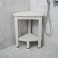 Compact Teak Corner Shower Stool With Shelf In Whitewash Finish