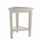 Compact Teak Corner Shower Stool With Shelf In Whitewash Finish
