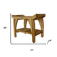 Compact Rectangular Teak Shower Bench With Handles In Natural Finish