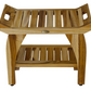 Compact Rectangular Teak Shower Bench With Handles In Natural Finish