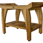 Compact Rectangular Teak Shower Bench With Handles In Natural Finish