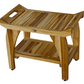 Compact Rectangular Teak Shower Bench With Handles In Natural Finish