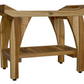 Compact Rectangular Teak Shower Bench With Handles In Natural Finish