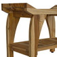Compact Rectangular Teak Shower Bench With Handles In Natural Finish