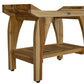 Compact Rectangular Teak Shower Bench With Handles In Natural Finish