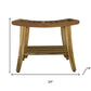 Contemporary Teak Shower Bench With Shelf In Natural Finish