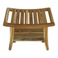 Contemporary Teak Shower Bench With Shelf In Natural Finish
