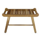Rectangular Teak Shower Bench With Handles In Natural Finish