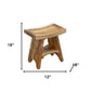 Compact Curvilinear Teak Shower Outdoor Bench With Shelf In Natural Finish