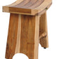 Compact Curvilinear Teak Shower Outdoor Bench With Shelf In Natural Finish