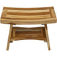 24" Natural Teak Rectangular Shower Bench With Shelf
