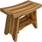 24" Natural Teak Rectangular Shower Bench With Shelf