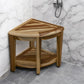 22" Natural Teak Corner Shower Bench With Shelf