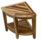 22" Natural Teak Corner Shower Bench With Shelf