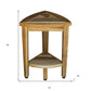 Compact Teak Corner Shower Or Outdoor Bench With Shelf In Natural Finish