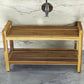 35" Natural Teak Rectangular Shower Bench With Shelf