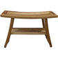 28" Natural Solid Teak Rectangular Shower Bench With Shelf