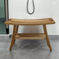 28" Natural Solid Teak Rectangular Shower Bench With Shelf