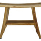 18" X 24" Natural Teak Rectangular Shower Bench With Shelf