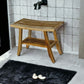 18" X 24" Natural Teak Rectangular Shower Bench With Shelf