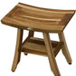 Compact Rectangular Teak Shower Outdoor Bench With Shelf In Natural Finish