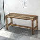 34" Natural Teak Rectangular Shower Bench With Shelf