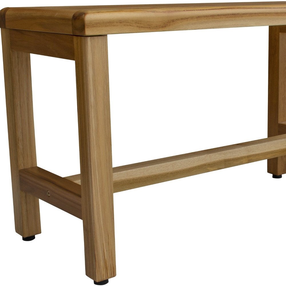Compact Rectangular Teak Shower Outdoor Bench In Natural Finish