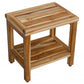 18" Contemporary Teak Shower Stool Or Bench With Shelf In Natural Finish