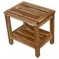 18" Contemporary Teak Shower Stool Or Bench With Shelf In Natural Finish