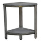 17" Gray Teak Corner Shower Bench With Shelf
