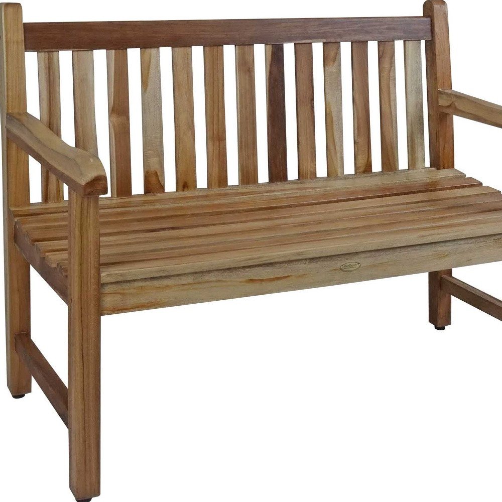 26" Natural Teak Solid Wood Garden Bench