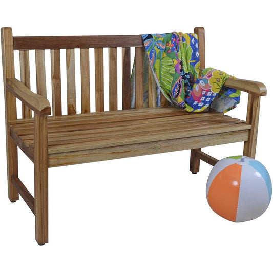 26" Natural Teak Solid Wood Garden Bench