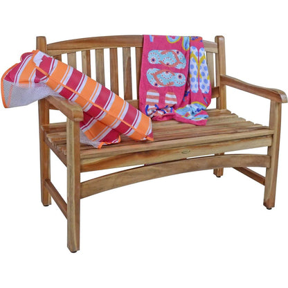 26" Natural Teak Solid Wood Garden Bench