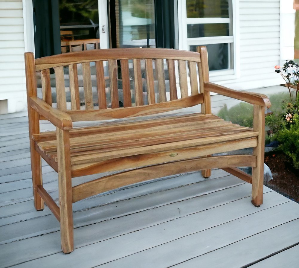 26" Natural Teak Solid Wood Garden Bench