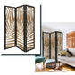 3 Panel Room Divider With Tropical Leaf Design
